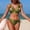 Green, variant on Womens Bikini Set 2026 Two Piece Swimsuit Modest Bathing Suit Print Hollow V Neck Top String Mid Rise Bottom
