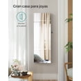 thumbnail image 4 of SONGMICS Armario de Joyas con Cerradura, Organizador Montado en la Pared con Espejo sin Marco de Longitud Completa, con Espejo pPequeño Incorporado, Estantes, Idea de Regalo, Blanco, 4 of 5