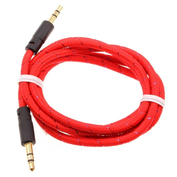 3.5mm Aux Cable Adapter Car Stereo Aux-in Audio Cord Speaker Jack Wire Red V4Z for LG Phoenix Plus, Tribute HD, K20 Plus, Optimus L90 L70, X Charge, G Stylo, Exceed 2, K8 Plus (2018), Empire