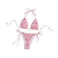 thumbnail image 4 of KLKCMS Women's Triangle Bikini Set Backless Bathing Suit for Swim Pool Summer Party E, 4 of 9