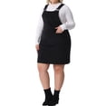 thumbnail image 4 of Agnes Orinda Women's Plus Size Suspender Skirt Adjustable Strap Pinafore Corduroy Overalls Dress Skirts with Pockets 1X Black, 4 of 6