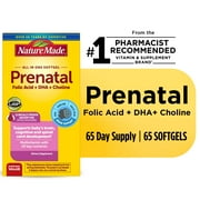 Nature Made Prenatal Multivitamin with Folic Acid, DHA and Choline Softgels, 65 Count