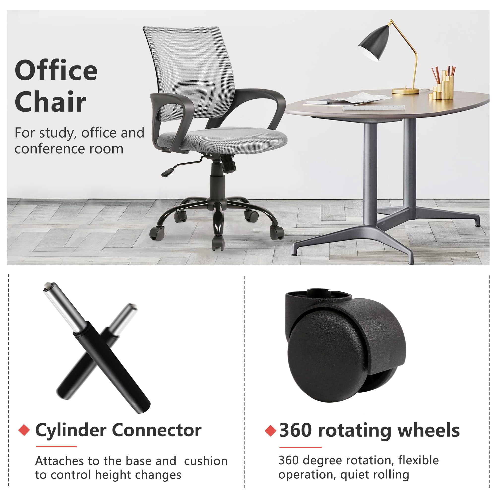 PayLessHere Ergonomic Chair , Adjustable Home Office Chair , Lumbar Support ,Swivel Rolling , Grey