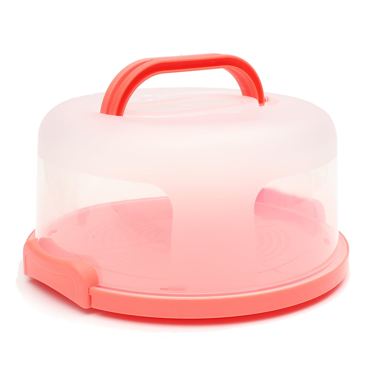 Portable Round Cake Dome Holder Container Carrier Handle & Clip Lock