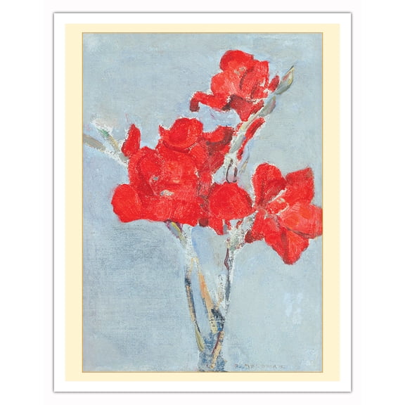 Red Gladioli - From an Original Color Painting by Piet Mondrian c.1906 - Fine Art Matte Paper Print (Unframed) 11x14in