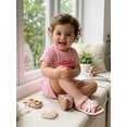 thumbnail image 6 of BemeyourBBs Newborn Baby Girls Little Sister Outfits Waffle Knit Little Sis Letters Letters Embroidery Short Sleeve Romper with Pockets Shorts Set 2Pcs Infant Baby Girl Summer Clothes, 6 of 9