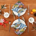 thumbnail image 4 of BZSMCE Satin Native Fab Cotton Dinner Napkin Winter Scene with Animals Cabin Reusable, 4 of 8