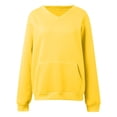 thumbnail image 4 of Fall Sweatshirts for Women Fashion V Neck Solid Color Long Sleeve Pullover Sweatshirt with Kangaroo Pocket Oversized Casual Loose Fit Fall Winter Clothing, 4 of 5