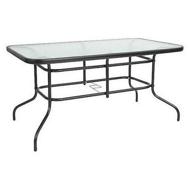 Rectangle Table, Rctnglr, Tmprd Glss Metal, 31.5 x55 , 31.5 W, 55 L, 27.5 H, Glass, Plastic, Steel Top