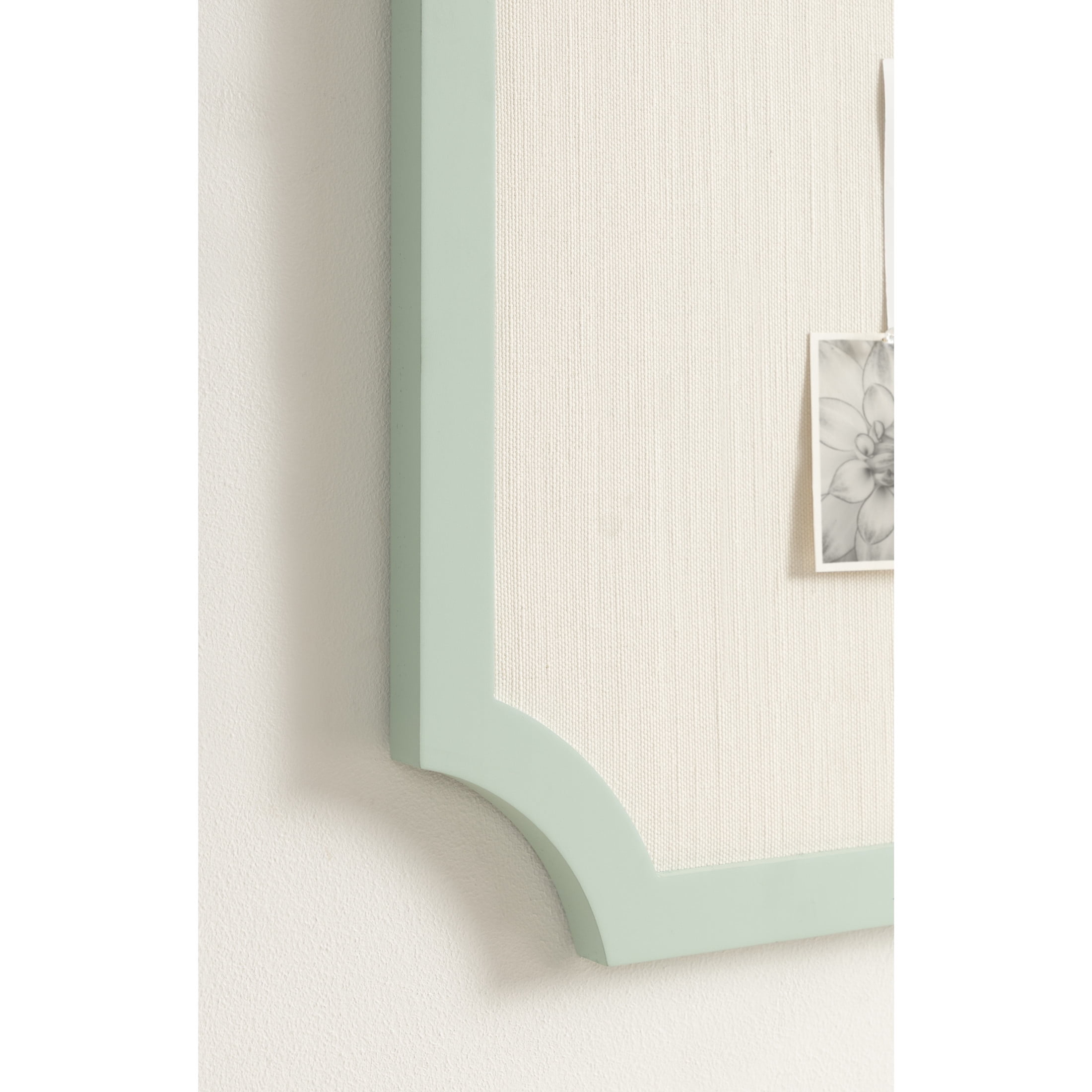 Kate and Laurel Holbrook Modern Framed Scallop Fabric Pinboard, 15 x 24, Green, Transitional Scalloped Bulletin Board for Use as Vision Board or Wall Organization