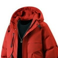 thumbnail image 3 of Mrmaere Men's Hooded Puffer Jacket Full-Zip Multi-Pocket Quilted Warm Stylish Outerwear for Daily & Outdoor Red L, 3 of 5