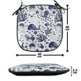 thumbnail image 4 of Aquatic Chair Seating Cushion Set of 4, Pattern of Underwater Animals Jellyfish Octopus Starfish Turtles, Seat Pads for Office with Anti-slip Backing, 16"x16", Pale Cadet Blue Indigo, by Ambesonne, 4 of 7