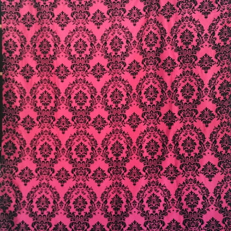 Polyester Taffeta with Velvet Flocked Damask Fabric 58 Wide by 36 (1-Yard) for Arts Crafts & Sewing