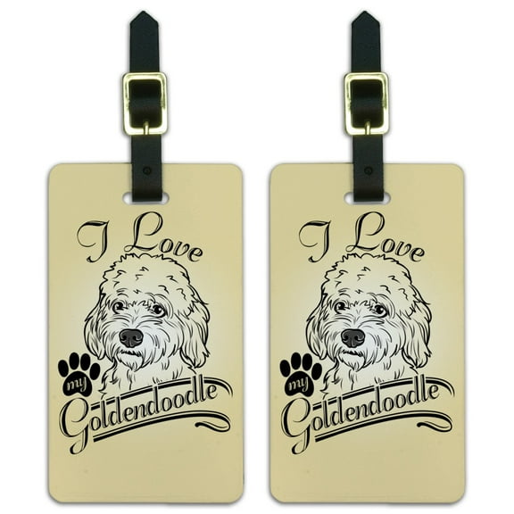 I Love My Goldendoodle Luggage ID Tags Suitcase Carry-On Cards - Set of 2