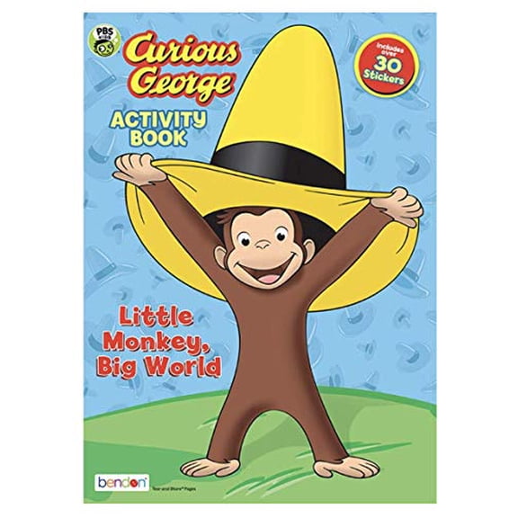 Pre-Owned Curious George "Little Monkey, Big World" Coloring Activity Book with 30 Stickers, 9781690213321, 1690213329, Paperback,
