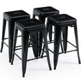 thumbnail image 2 of Stackable Metal Bar Stools Set of 4, Counter Height Bar Stools 24 Inches Industrial Bar Chairs Patio Stool, Backless Stool Indoor Outdoor Classroom Kitchen Stools Bar Chairs(Black), 2 of 7