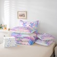 thumbnail image 6 of Manfei Watercolor Axolotl Pattern 7-Piece King Bedding,3D Print Salamander King Bed in a Bag,Colorful Stars Reversible, 6 of 7
