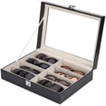 thumbnail image 1 of Estuche de gafas Almacenamiento de gafas Presentación de gafas Caja de gafas de cuero PU Gafas de sol Estuche de gafas de almacenamiento con una ventana de visualización de vidrio Adepaton LKX-0059, 1 of 5