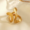 thumbnail image 4 of Rings for Women Adjustable Asymmetrical Wavy Thumb Ring Stainless Steel Jewelry Non Tarnish Gold Silver Anniversary Birthday, 4 of 6