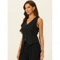 thumbnail image 4 of Unique Bargains Women's Waistcoat Sleeveless Button Down V Neck Crop Top Summer Vest M Black, 4 of 6