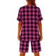 thumbnail image 2 of TaTaai Women's Summer Two Piece Outfit Plaid V-Neck Short Sleeve Button Blouse and Drawstring Waist Shorts Linen-Like Fabric Casual Matching Set Gift, 2 of 7