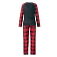 thumbnail image 2 of Christmas Family Pajamas Matching Sets Christmas Tree Print Raglan Sleeve Tops + Elastic Plaid Pants, 2 of 5