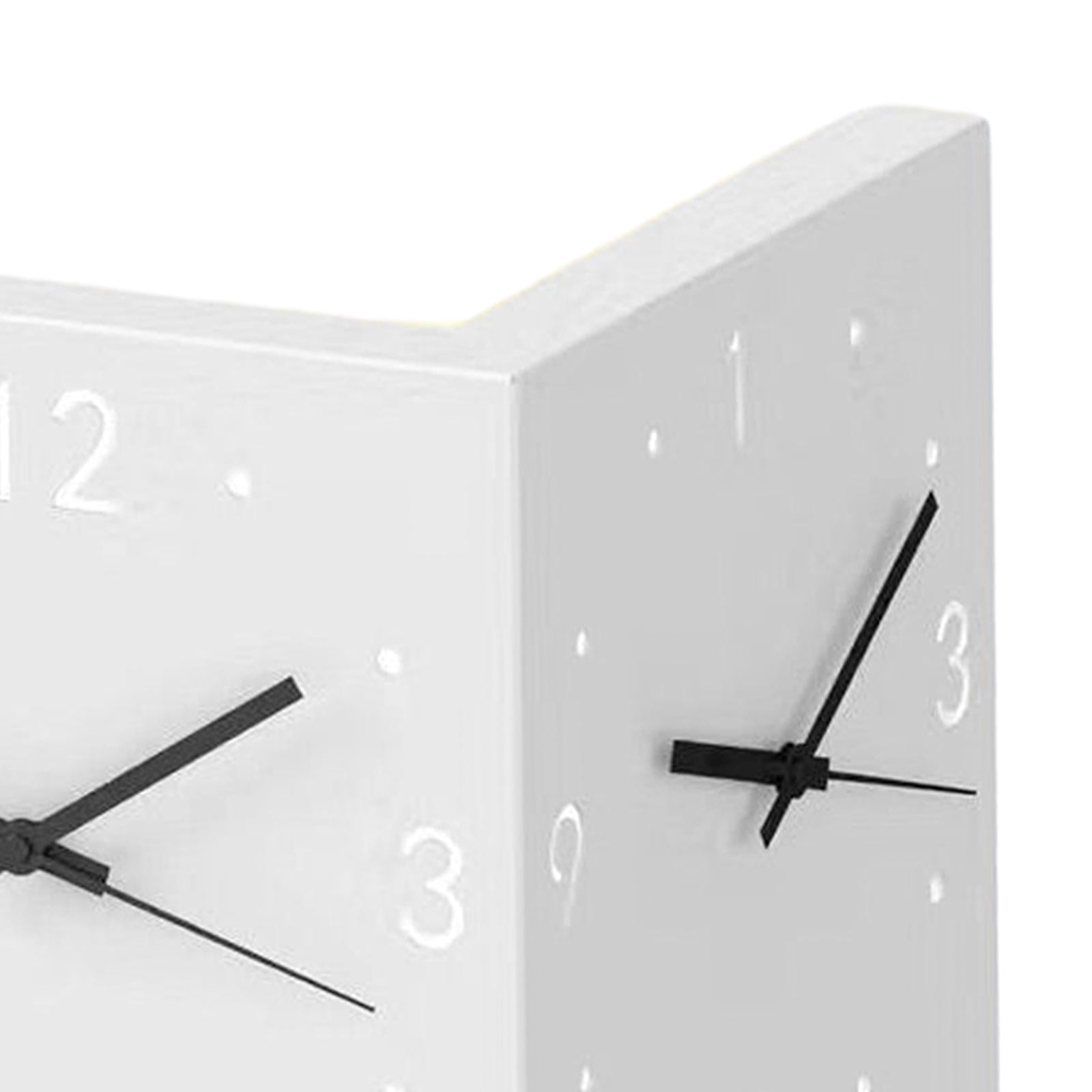 Double Sided Wall Clock, Corner Clock Night Light, Decorative Clocks, Nordic Wall Hanging Clocks with Light for Living Room Wall Decoration White