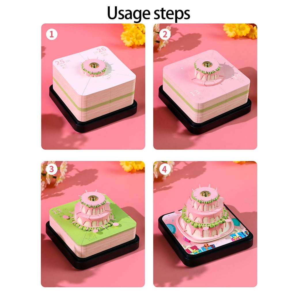 2026 Timepiece Calendar Table Ornament Paper Sculpture Birthday Cake Calendar