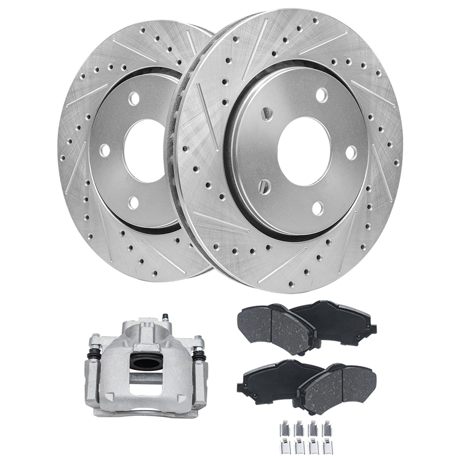 Detroit Axle Front Drilled Rotors Brake Pads Right Caliper Replacement  for Chrysler Town  Country Dodge Grand Caravan