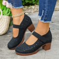 thumbnail image 6 of Byworldtasic Women's Breathable Cutout Block Heel Shoes Adjustable Strap Closed Toe Comfortable Summer Shoes, 6 of 8