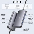 thumbnail image 2 of Estación de acoplamiento USB C Reborn con doble monitor 4K HDMI 9 en 1, 2 of 7