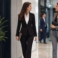thumbnail image 3 of AZoiNM Women's 2 Piece Pant Suit Set Slim Fit Single Button Blazer & Pants Professional Business Work Outfit, 3 of 12