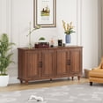 thumbnail image 4 of YOCWO Walnut Sideboard and Buffets, Mid Century Storage Cabinets with 4 Doors and Adjustable Shelves Buffet Cabinet for Kitchen Dining Room Living Room Bedroom, 4 of 6