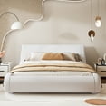 thumbnail image 2 of Amolife Queen Size Faux Leather Platform Bed Frame with Curved Adjustable Headboard, White, 2 of 6
