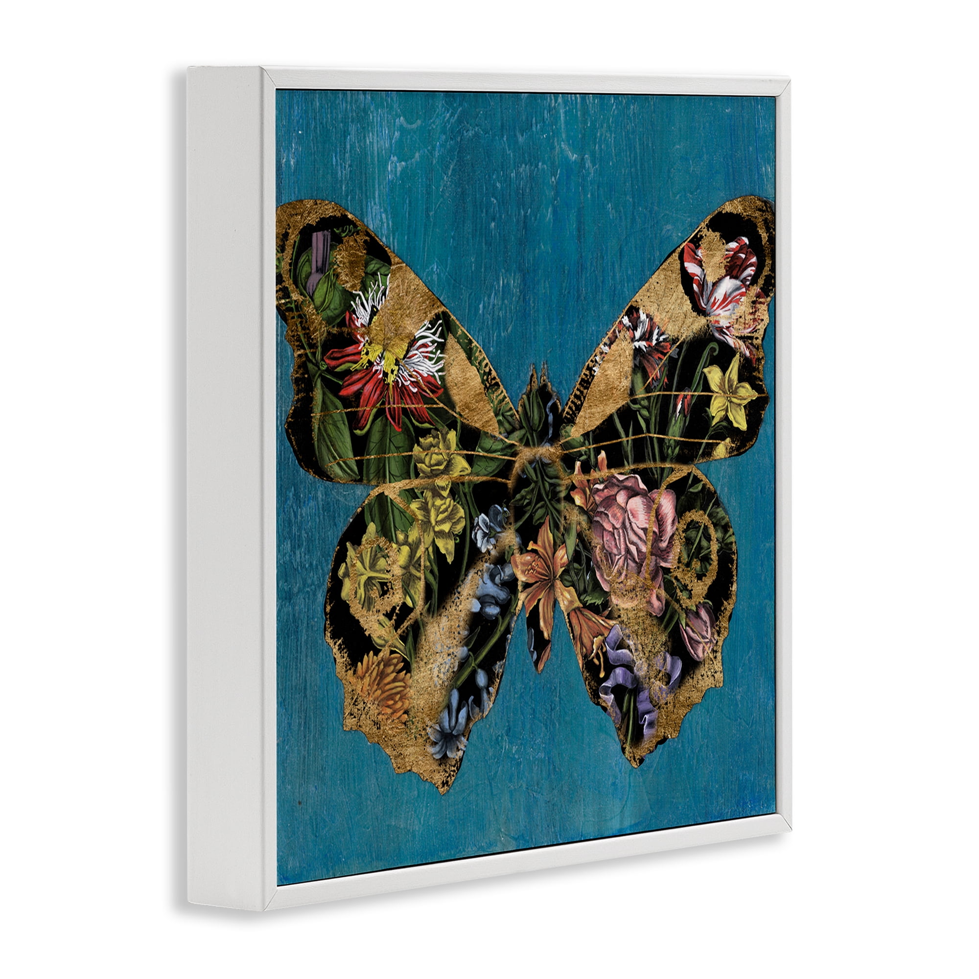 Stupell Industries Vintage Floral Butterfly Animals & Insects Painting White Framed Art Print Wall Art, 24 x 24