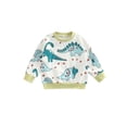 thumbnail image 1 of hirigin Toddler Boys Long Sleeve Pullover, Small Hearts Cartoon Dinosaurs Printed Round Neck Contrast Color Casual Loose Fit Tops, 1 of 7