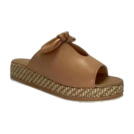 

Sunvit Platform Sandals for Women Casual Fish Mouth Summer Slide Sandals #576 Brown