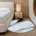 thumbnail image 3 of Blue Grey Marble Round Area Rug 3 FT, Small Kitchen Bathroom Mat, Vintage Abstract Modern Art Crack Washable Indoor Outdoor Throw Runner Carpet Non-Shedding Doormat for Table Shower Sofa Entryway, 3 of 9