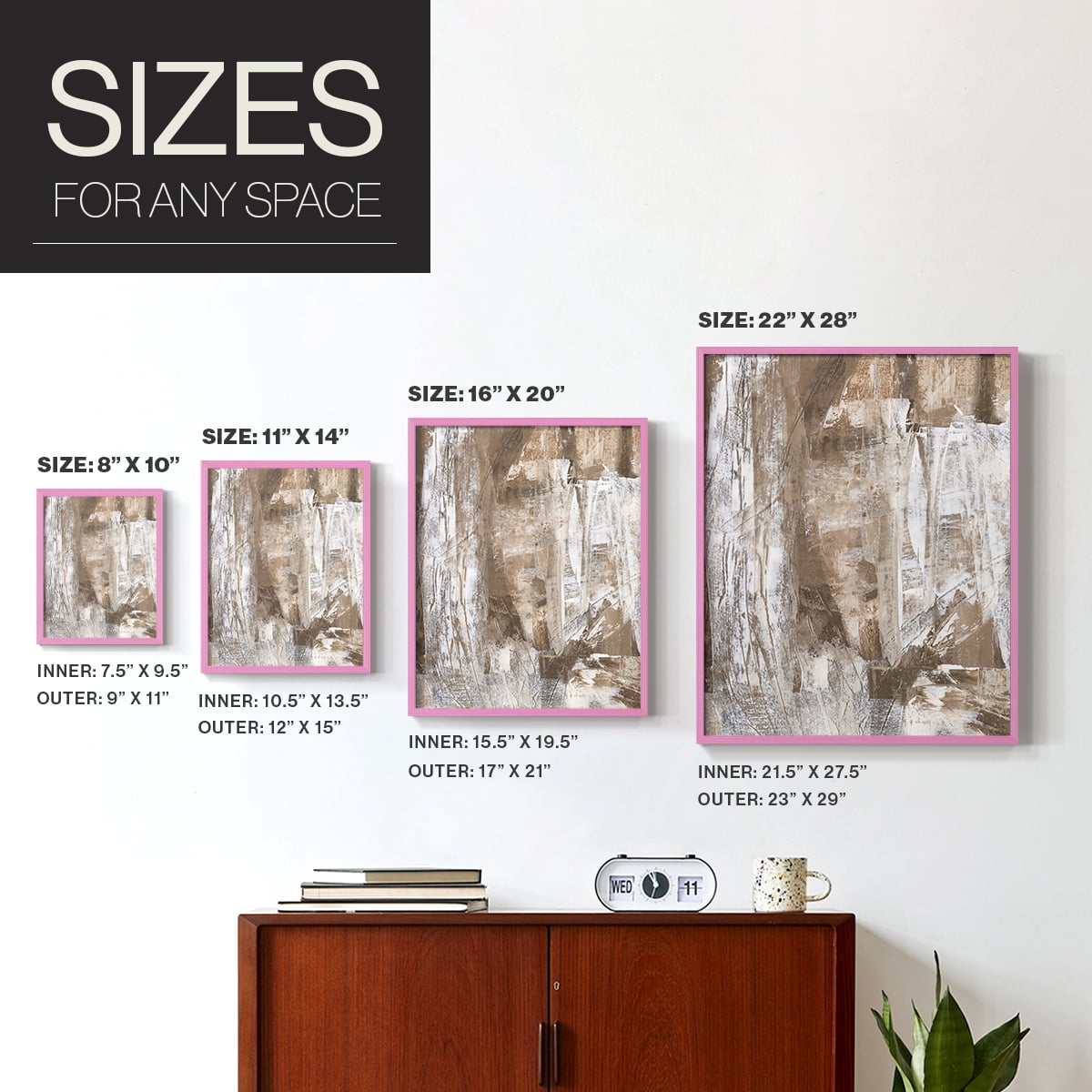 Bronzed I Framed Print in Pink Solid Wood Framed Print No Nail Hanging