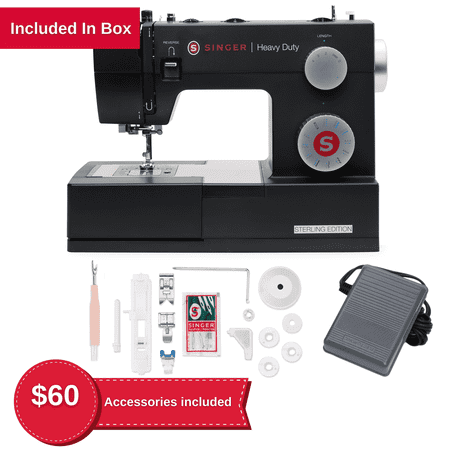 SINGER® Sterling Edition Heavy Duty 4432 Sewing Machine with Accessory Kit | Strong Motor with Enhanced Piercing Power | 110 Stitch Applications | Full Metal frame & 1-step Buttonhole