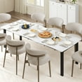 thumbnail image 3 of Modern Minimalist Rectangular Dining Table, 79 Inch Wave Edge Waterproof MDF, Scratch Resistant, Metal Legs, Seats 6 to 8, Easy Assembly, for Kitchen Dining or Study, Black Retro Marble, 3 of 8