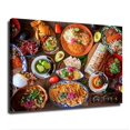 thumbnail image 1 of Lienzo vista cenital surtido completo de platillos típicos mexicanos, nachos, tacos, camarones, arroz y cócteles, decoración gastronómica para restaurante y cocina., 1 of 5