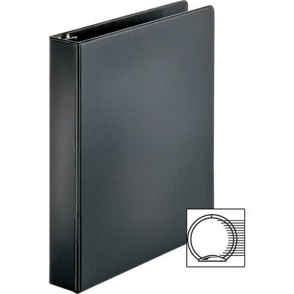 Business Source Basic Round Ring Binders 1 1/2" Binder Capacity - Letter - 8 1/2" x 11" Sheet Size - Round Ring Fastener(s) - Vinyl - Black - 1.02 lb - 1 Each