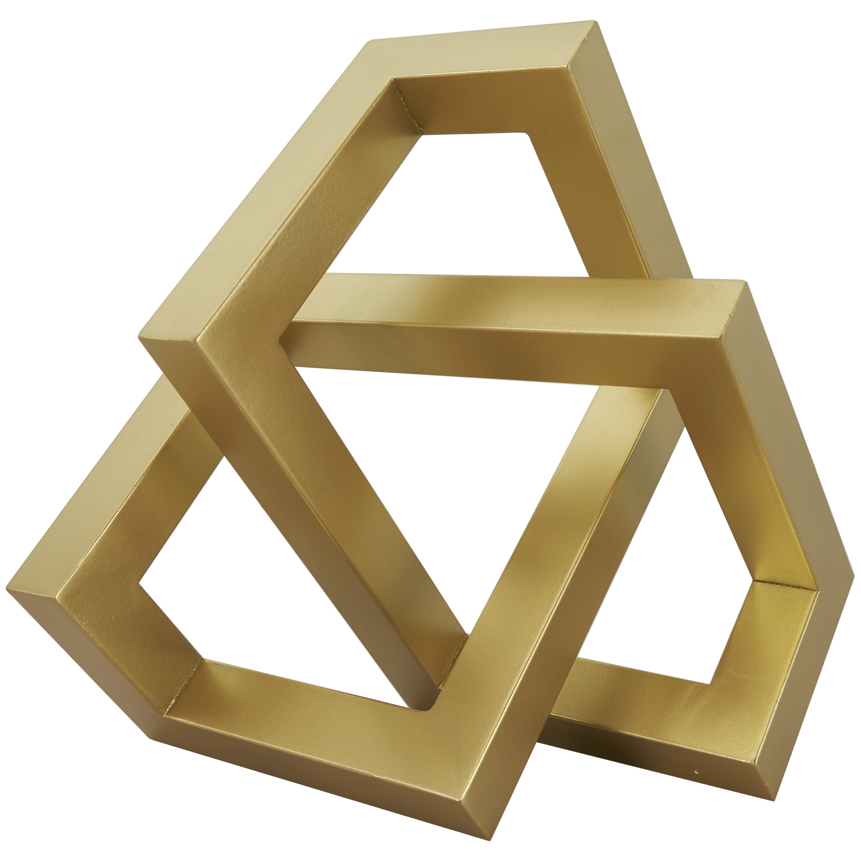 12" x 7" Gold Metal Abstract Shaped Geometric Sculpture, by DecMode