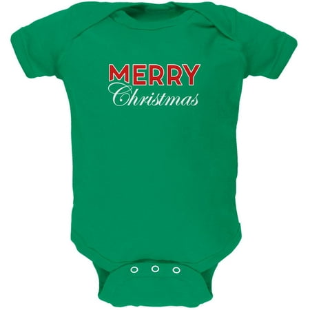 

Holiday Merry Christmas Soft Baby One Piece Kelly Green 12 Month