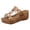 Khaki, variant on Women's Cork Footbed Platform Slides Sandals Stylish Casual Leather Cut out Chunky Wedge High Heels Backless Slip on Dress Slippers for Ladies Summer Khaki Size 6