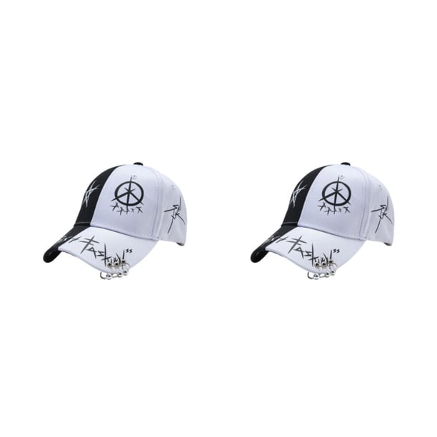 Qarigey Gorra de béisbol unisex de moda para la playa y actividades al aire libre sombreros para mujeres gorras de béisbol anillos blancos anillos blancos negros 2Conjunto