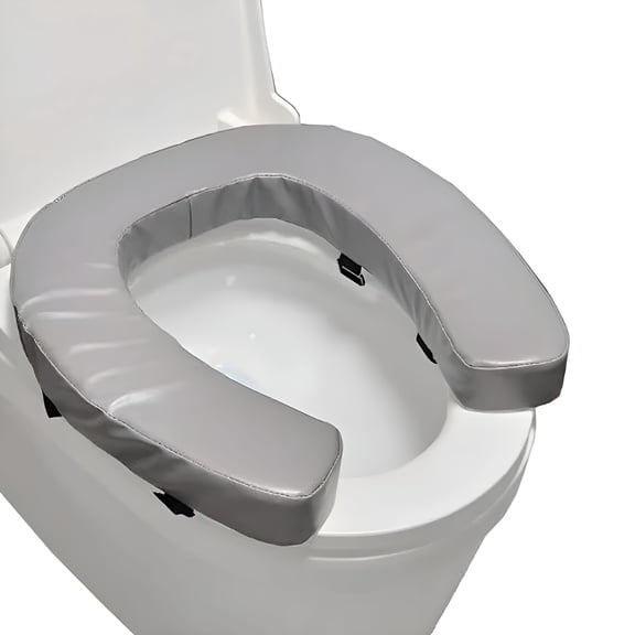 XIBUFE Soft Padded Toilet Seat Cushion with 2-Inch High-Density Foam & Waterproof Pu Fabric,U-Shape Padded Toilet Cushion - Secure Hook & Loop Tape,Fits Standard/Elongated Toilets (Grey)