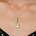 thumbnail image 3 of 925 Silver and 10K Yellow Gold Yellow Lemon Quartz and White Moissanite Pendant 2-Stone Necklace for Women | 6.93 Cttw | Gemstone Birthstone | Cushion Checkerboard 12MM | With 18 inch Chain, 3 of 6