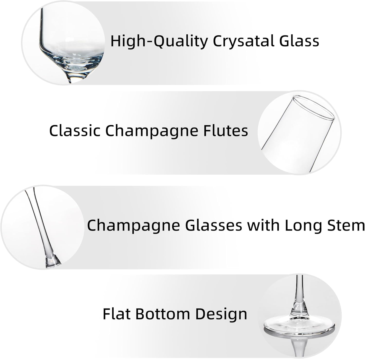 6 Oz Cylinder Champagne Flutes Set Of 12, Long Stemmed Crystal Clear Champagne Flute Glass Set, Sparkling Wine Glass for Home Party Wedding Anniversary Birthday Christmas